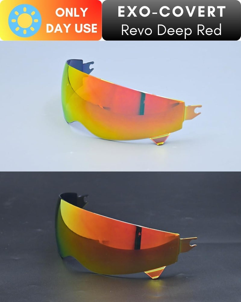 Logto Compatible with EXO Covert Visor Replacement Motorcycle Helmet Visor Sun Protection Anti-Scratch, Universal(Revo Deep Red) - Image 3